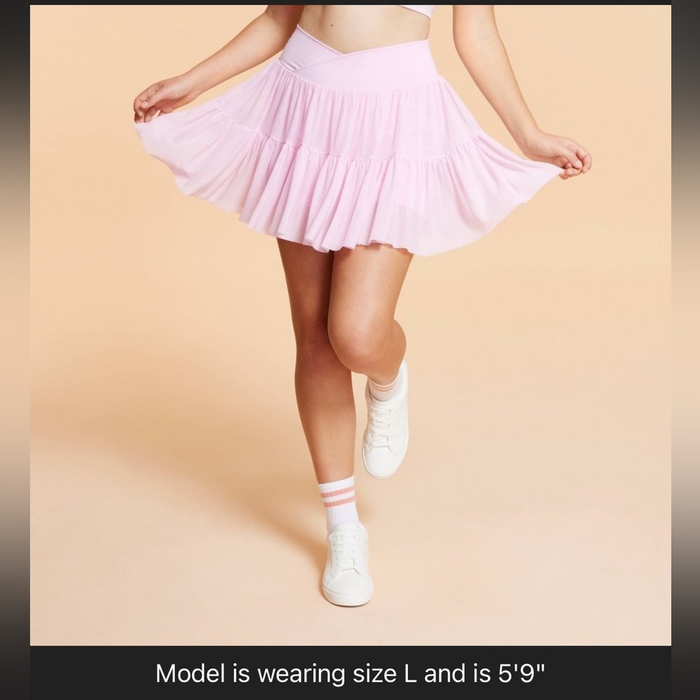 NWT BLOGILATES TikTok Viral Ballerina Skort LIGHT PINK with Pockets Sz Large L